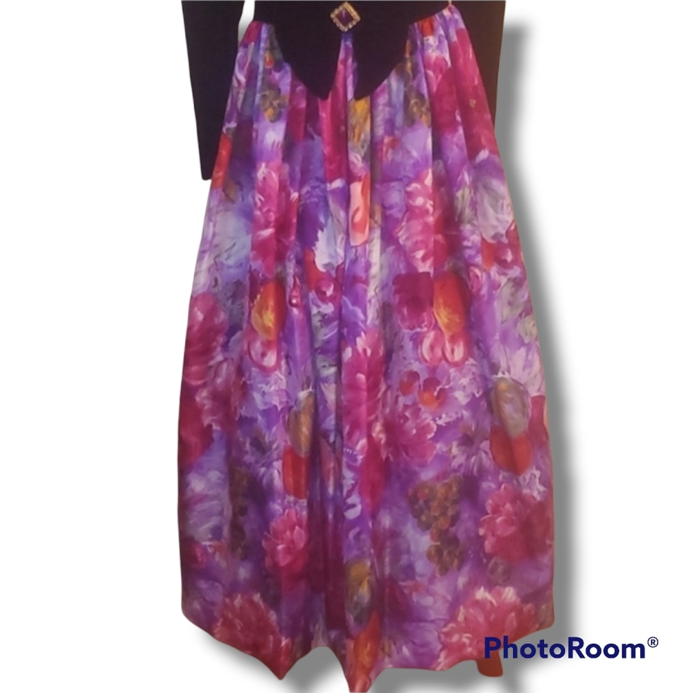 Jessica McClintock Party Event Velvet Floral Formal Dress - Picture 3 of 10